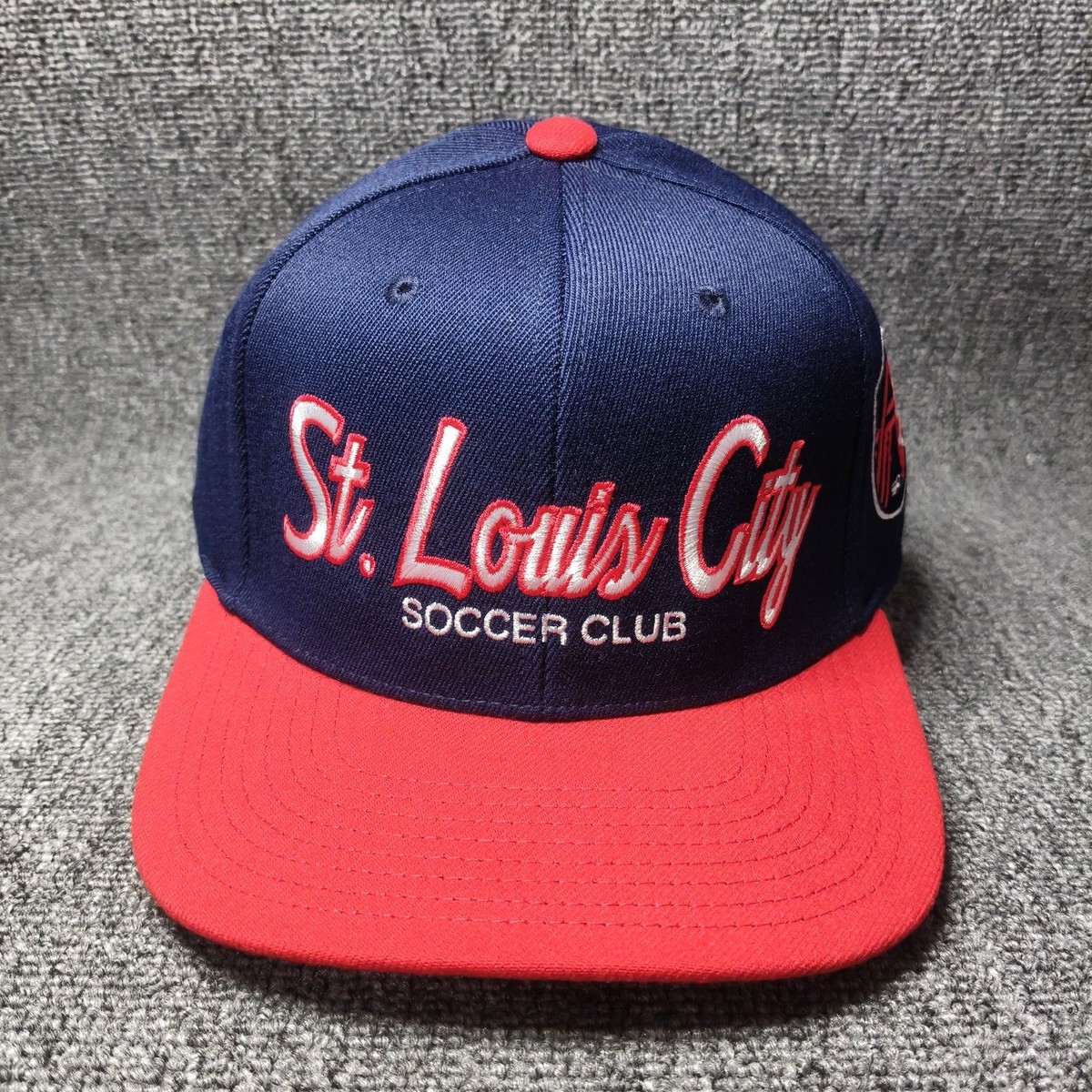 Mitchell & Ness St. Louis City SC Snapback Hat Navy Red MLS Cap