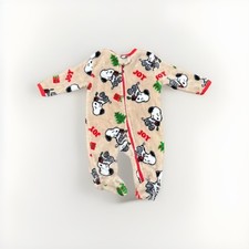 Baby Snoopy Peanuts Christmas Joy PJ Footed Pajamas Infant 0-3 Mo