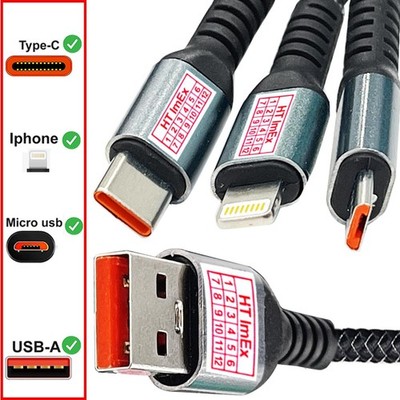 3in1 micro USB Schnell Ladekabel 100W für Olympus E-M10 Mark II Systemkamera