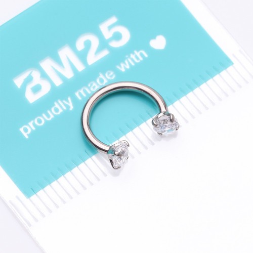 Implant Grade Titanium Prong Gem Sparkle Internally Threaded Horseshoe Barbell - Picture 15 of 17