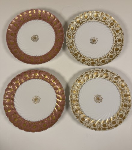 Set (4) Mark & Gutherz Carlsbad Antique Porcelain Plates Ornate Gold Detail 1913 - Picture 1 of 11