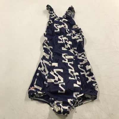 Speedo Damen Badeanzug 28 Blau Geometrisch One Piece Nylon Racerback
