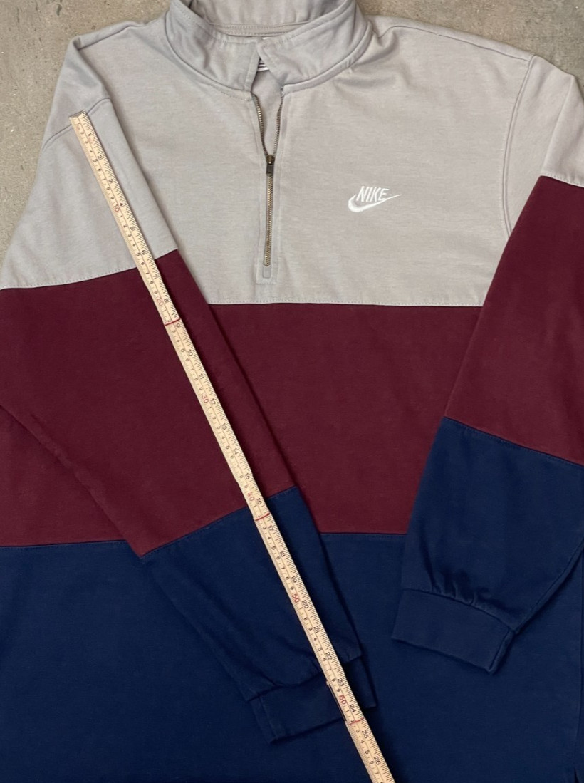 Nike Club Fleece Colorblock 1/4 Zip Sweater Jacket Men’s Large Gray Maroon Navy thumbnail 8