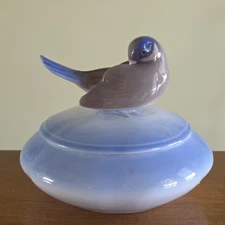 Vintage Denmark Porcelain Bird Trinket Box Bing & Grondahl B&G