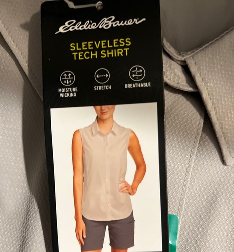 Eddie Bauer Damen ärmelloses Tech-Shirt mit Kragen, grau/XXL