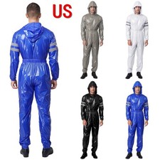 YiZYiF Reflective Strips High Visibility Coveralls Men's Water Resistant Hooded