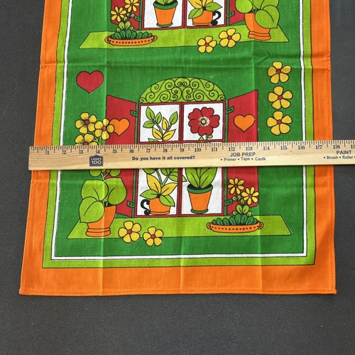 Awesome RARE Vintage Mid Century retro 70s flowerpot tea towel fabric - Picture 3 of 5