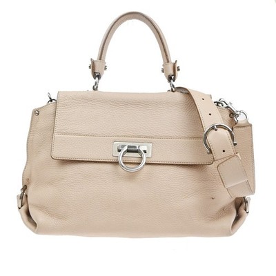 SALVATORE FERRAGAMO Logo Sofia Gancini 2Way Shoulder Hand Bag Leather BE 30YH886