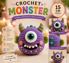 CROCHET MONSTER   15 cm Handmade Amigurumi Plush  Cute Weird One-Eyed Crochet T