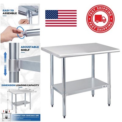 Heavy Duty Stainless Steel Work Table 36 Inch Wide for Kitchen Restaurant Use