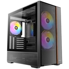 ANTEC FLUX REAR Mid-Tower ATX Desktop Case 5x Fans Back Connect Wood 360mm Black