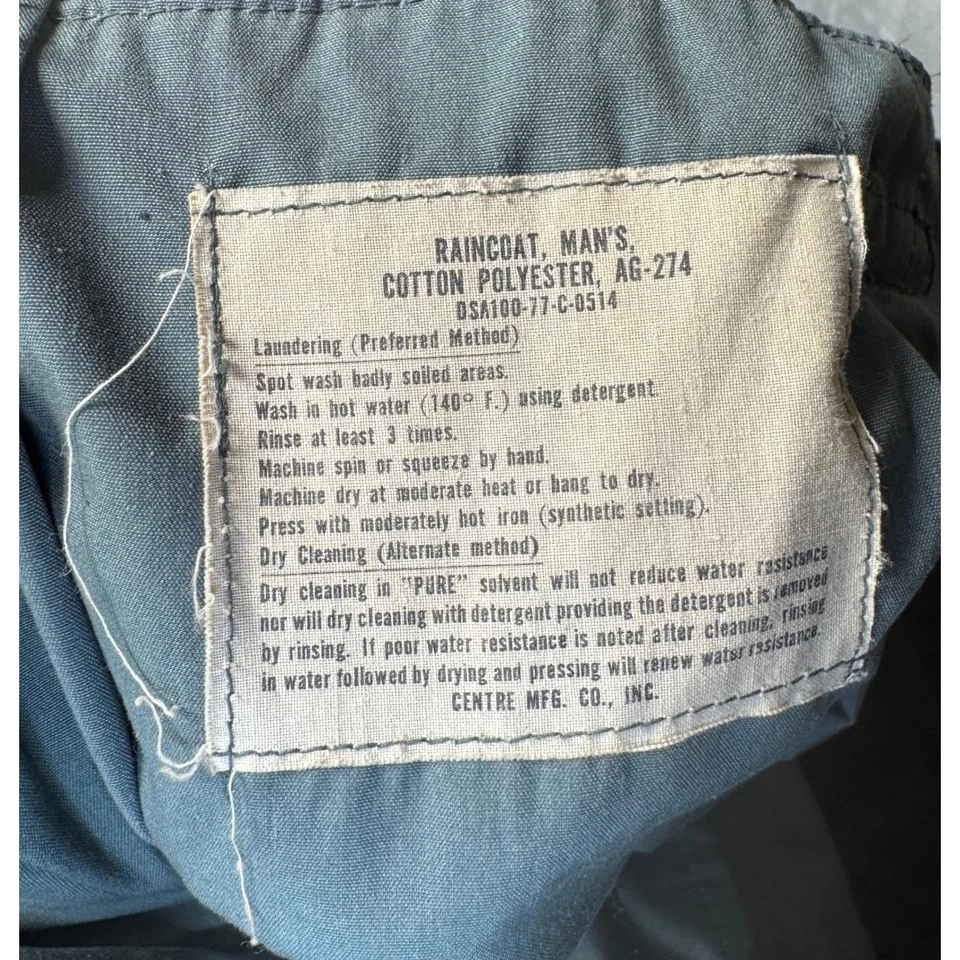 Gabardina de algodón vintage del ejército de Vietnam para hombre verde oliva 38L Foto 4 de 4