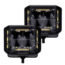 Go Rhino Xplor Blkout Combo Series Cube Sideline Spot Lights Amber 4x3 Blk Pair