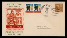 DR WHO 1945 FDC CHRISTMAS SEAL SANTA CLAUS IN TIED PAIR PREXIE M82776