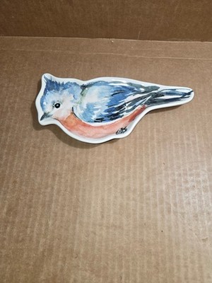 Spoon Rest Blue Jay Bird  Stoneware Cracker Barrel 8.5'' Long