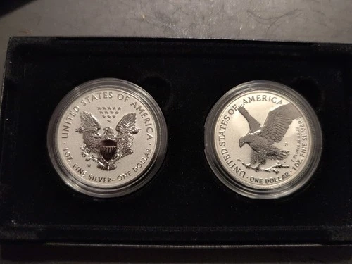 2021 $1 Reverse Proof American Silver Eagle Designer Edition 2pc Set, OGP