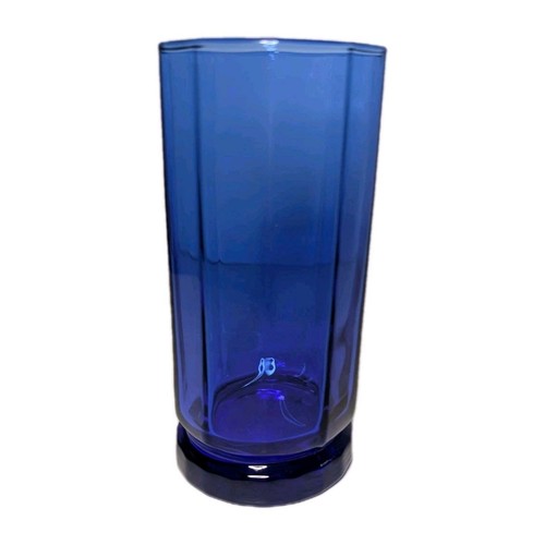 4 Anchor Hocking Cobalt Blue 10 Panel Essex Tall 16 Oz Tumbler Glasses Vintage  - Afbeelding 3 van 9