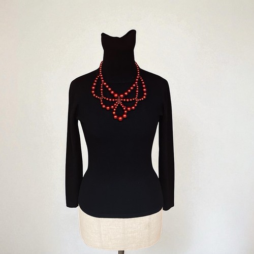 NEUWERTIG LANVIN Damen Rot Statement Halskette Harz Kugeln Party Halskette mit Box - Bild 5 von 12