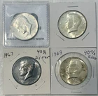Lot of 4 40% Silver Kennedy Half Dollars Good condition 1966-67-68-69🔥🔥