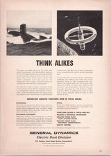 General Dynamics 1965 Vintage Print Ad Electric Boat Submarine Space Station