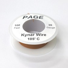 100' Page 30AWG BROWN KYNAR Insulated Wire Wrap Wire 100 Foot Roll  Made In USA