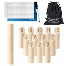 Wooden Throwing Game Numbered Block Toss Games with ScoreboardPen & Storage B...