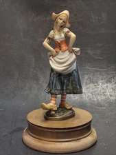 WORKS! Vtg Thorens Fontanini Depose Italy Dutch Girl Music Box #905 Spider Mark