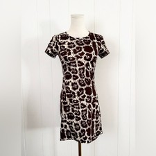 Dolce & Gabbana D&G Animal Print Leopard Ribbed Shirt Sleeve Mini Dress Y2K 90s