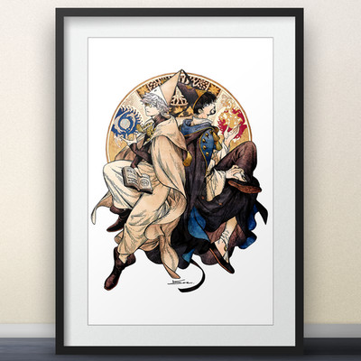 Witch Hat Atelier Qifrey & Olruggio Illustration - 11x17'' Poster - anime manga