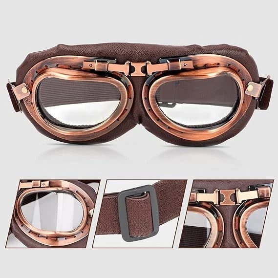 Disfraz de aviador 4 piezas años 20 vintage sombrero de aviador con gafas broche bufanda blanco Foto 3 de 4