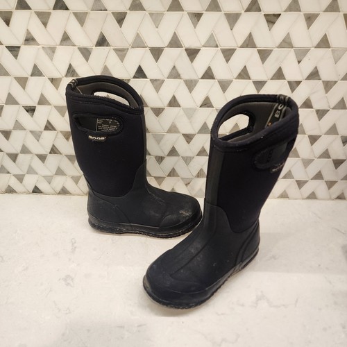 Youth Bogs Classic Handle High Winter Boots Sz 1 31 52065-001 Black Insulated