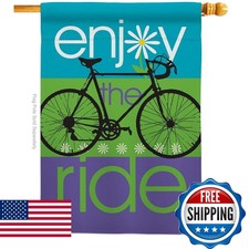 Bike Ride House Flag Double-Sided 28 X 40 Made In USA