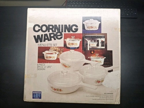 Corning Ware Menu-ette Set P-100-8 Spice O'Life Design Saucepan Skillet