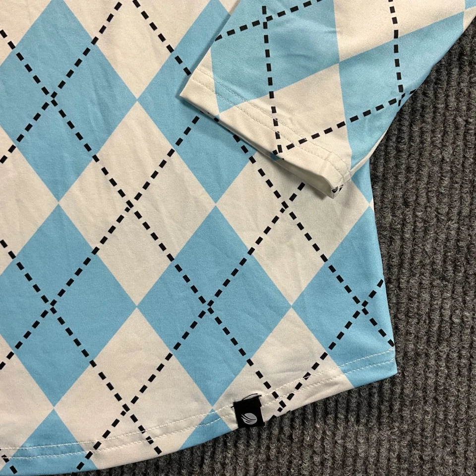 Pullover Soneven para mujer grande Argyle cuarto cremallera manga larga azul blanco golf Foto 2 de 4