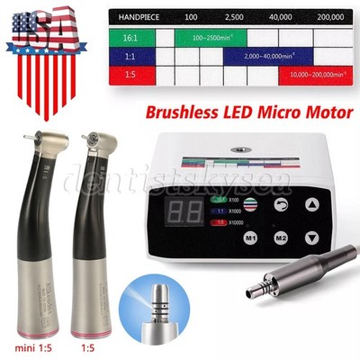 Brushless LED Electric Micro Motor /1:5 Contra Angle Black Dental