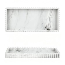 Silicone Rectangle Vanity Tray Small Decorative Tray Marble White 