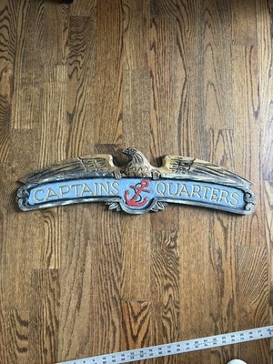 Vtg Carved Wood Nautical Eagle & Anchor ''Captain's Quarters  Wall Ships Sign 26''