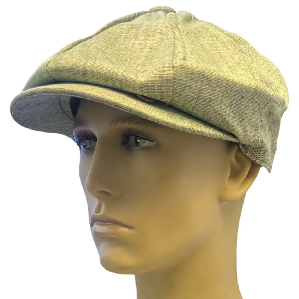 Newsboy Summer Linen Look Hat Gatsby Cap Green Flat Bakerboy Baker Boy Sun