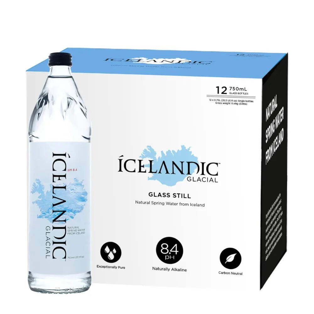 Icelandic Glacial Premium Still Water 12 x 750ml Glass Bottles – Alkaline/Low PH, Recycled Packaging, BPA Free, Carbon Neutral from Icelandic Spring. Low TDS and Mineral Content. - Image 4