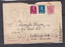 ROMANIA, Registered censored ENVELOPE, 1941 7L., 10L. & 16L. added to CANADA.