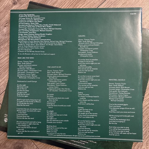 Christopher Cross Self Titled EX/EX- UK 1st Press Vinyl LP K56789 Warner Album - Picture 4 of 8