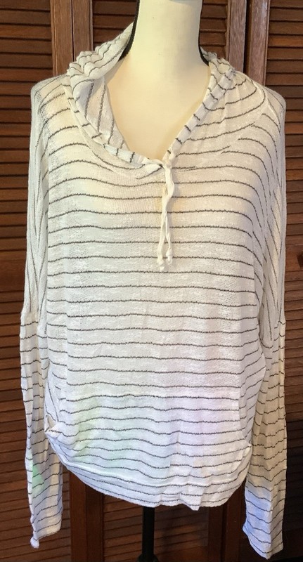 Daisy Mercantile Hooded Knit XL Lightweight Striped Hoodie Drawstring Casual