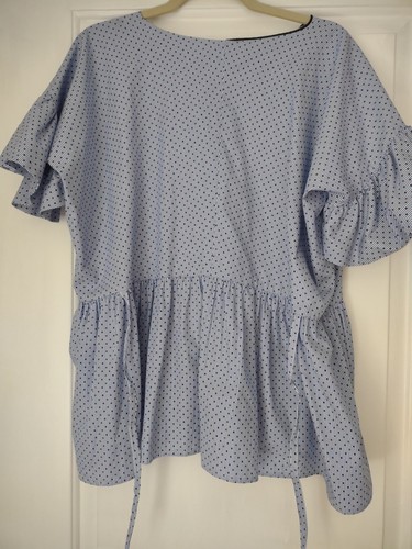 Vivetta Italy Blue White Cotton Striped Short Sleeve Peplum Top Womens 42 USM - Picture 8 of 16