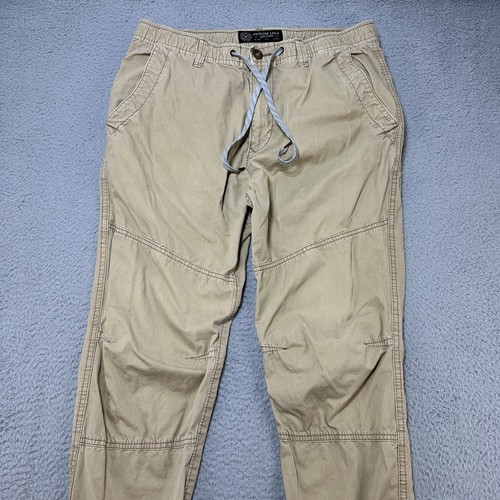 American Eagle Joggers Men’s 36x28 Beige Chino Drawstring Zip Hem Casual Prep