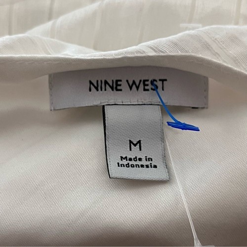 Nine West One Shoulder Belted Fit & Flare Dress Textured White M - Picture 3 of 6