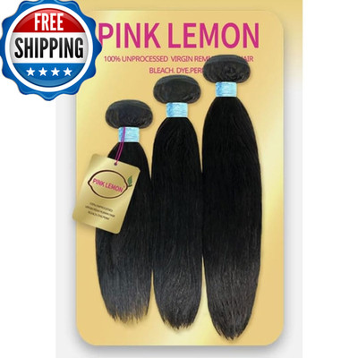 Pink Lemon Virgin Human Hair Weave 3 Bundles Straight Natural 121416