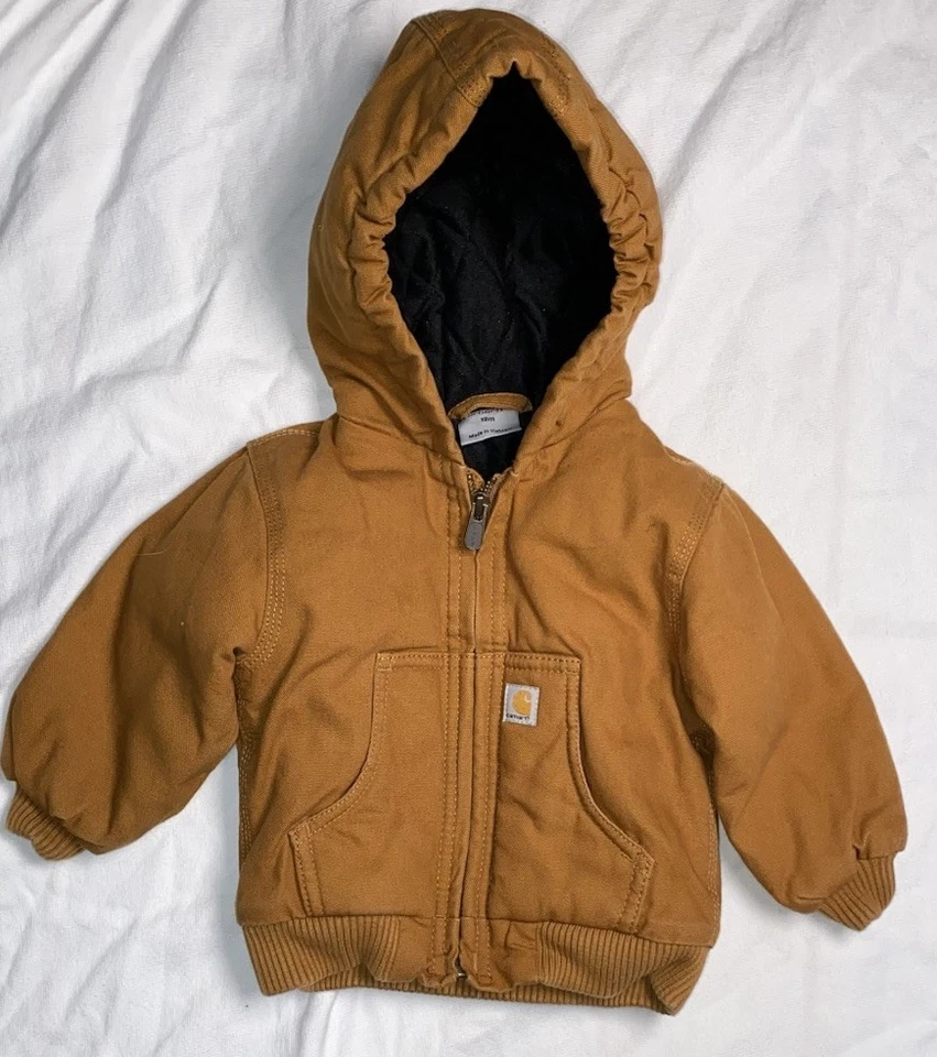 Carhartt холст изолированный с капюшоном активный куртка младенцев размер 12 М открытый коричневый - Изображение 2 из 4