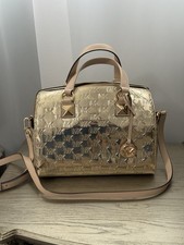 Michael Kors Metallic Gold Logo Satchel Top H...