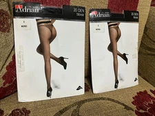 2 Pairs Adrian 20 Denier Black Patterned Tights, Ilash, Triam, Medium, BNWT