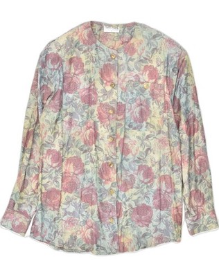VINTAGE Damen Shirt EU 40 Medium Mehrfarbig Blumen Acetat EV11